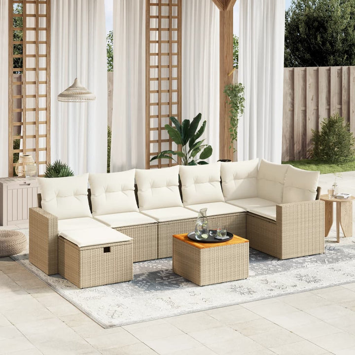 sofasæt til haven 8 dele med hynder polyrattan beige