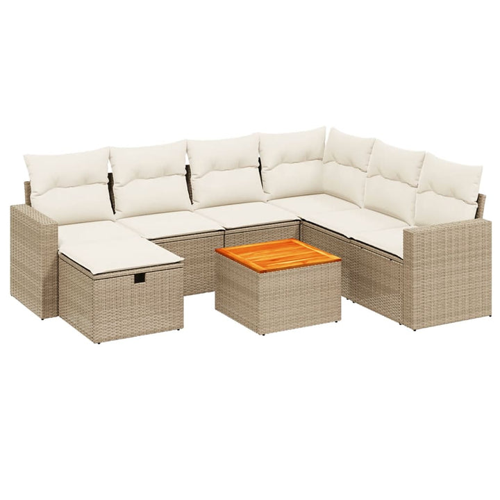 sofasæt til haven 8 dele med hynder polyrattan beige