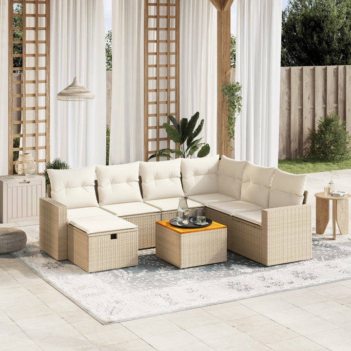 sofasæt til haven 8 dele med hynder polyrattan beige