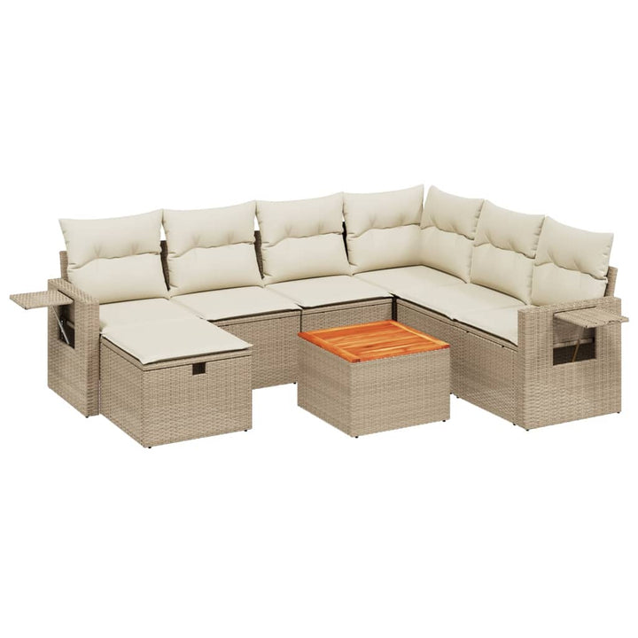 sofasæt til haven 8 dele med hynder polyrattan beige