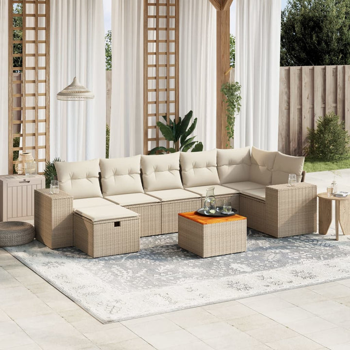 sofasæt til haven 8 dele med hynder polyrattan beige