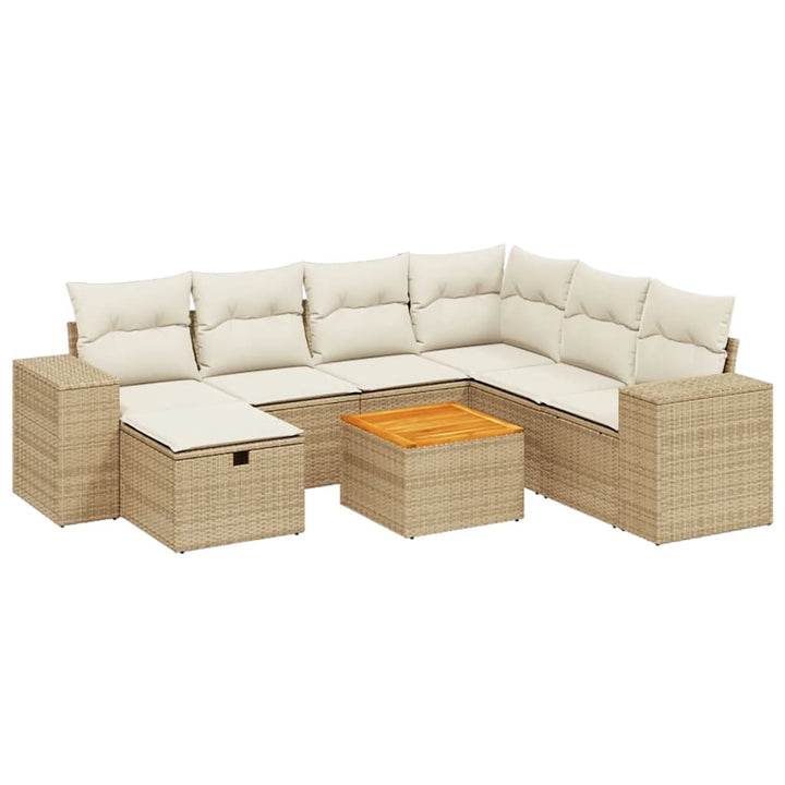 sofasæt til haven 8 dele med hynder polyrattan beige