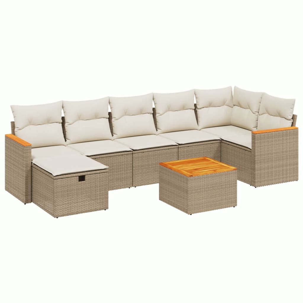 sofasæt til haven 8 dele med hynder polyrattan beige