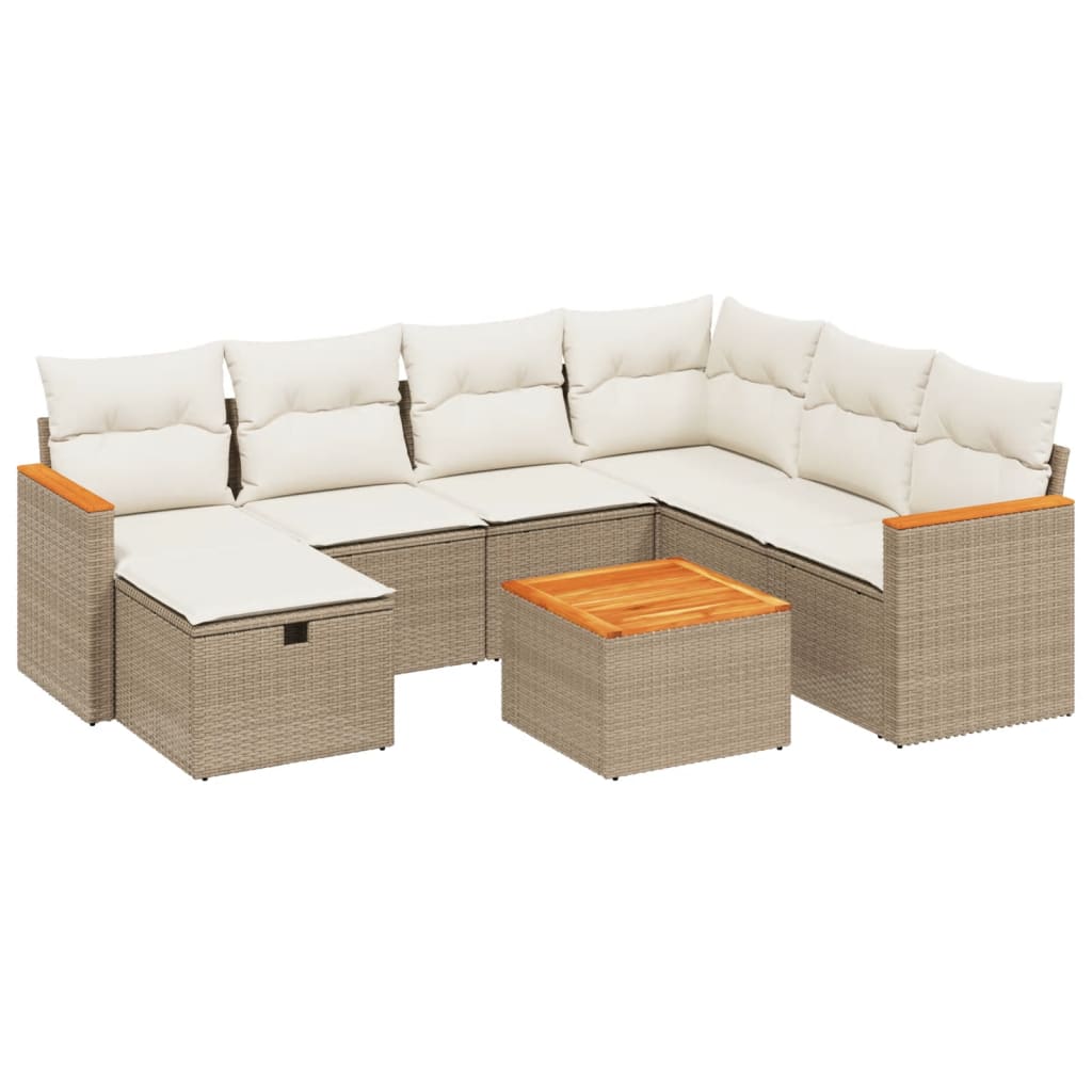 sofasæt til haven 8 dele med hynder polyrattan beige