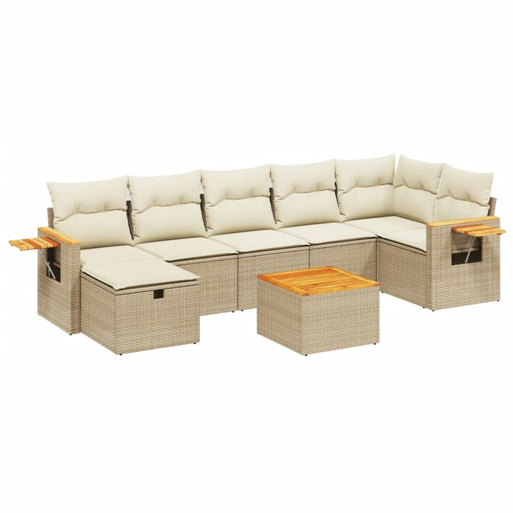 sofasæt til haven 8 dele med hynder polyrattan beige