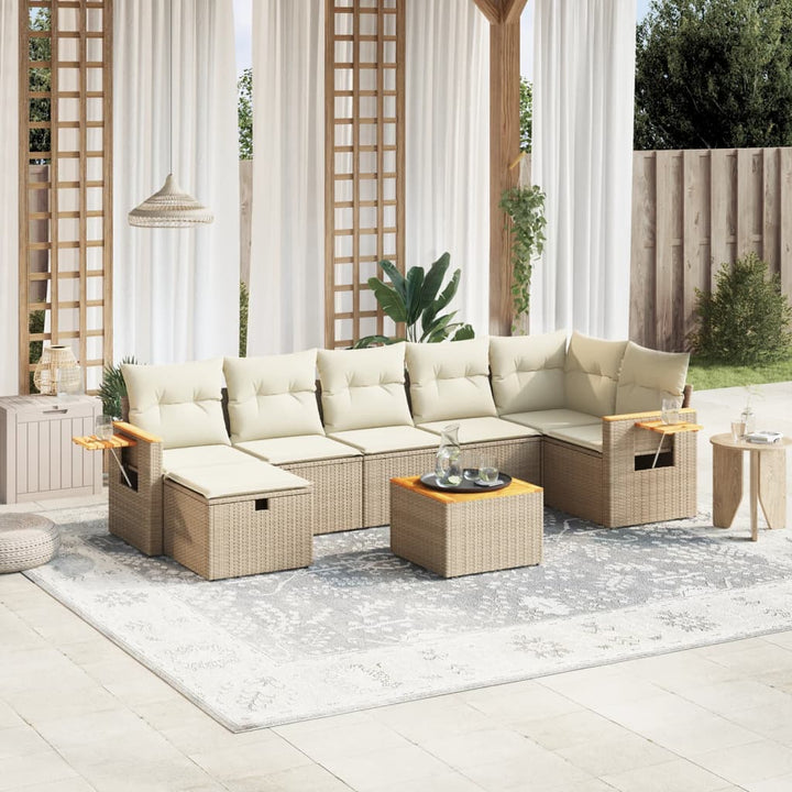 sofasæt til haven 8 dele med hynder polyrattan beige