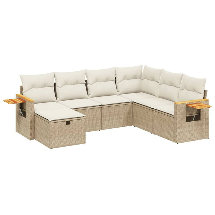 sofasæt til haven 7 dele med hynder polyrattan beige