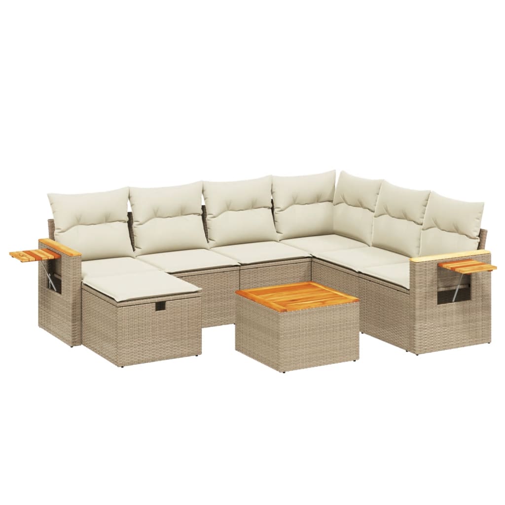 sofasæt til haven 8 dele med hynder polyrattan beige