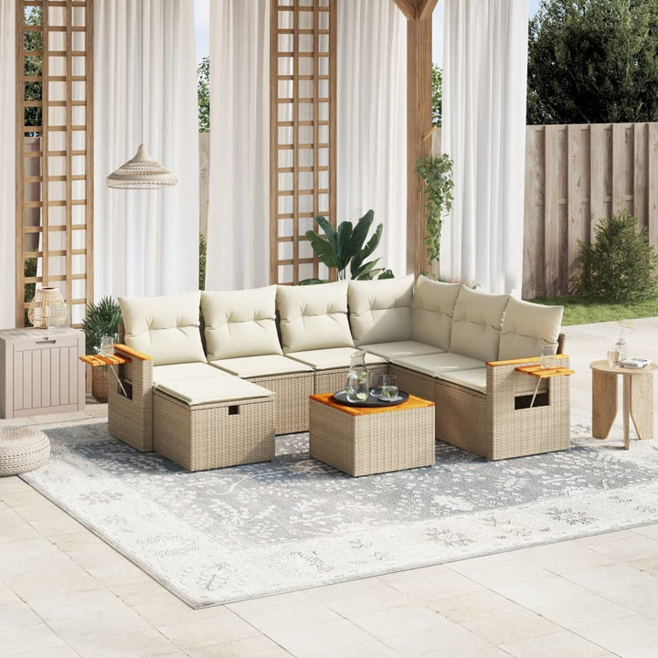 sofasæt til haven 8 dele med hynder polyrattan beige