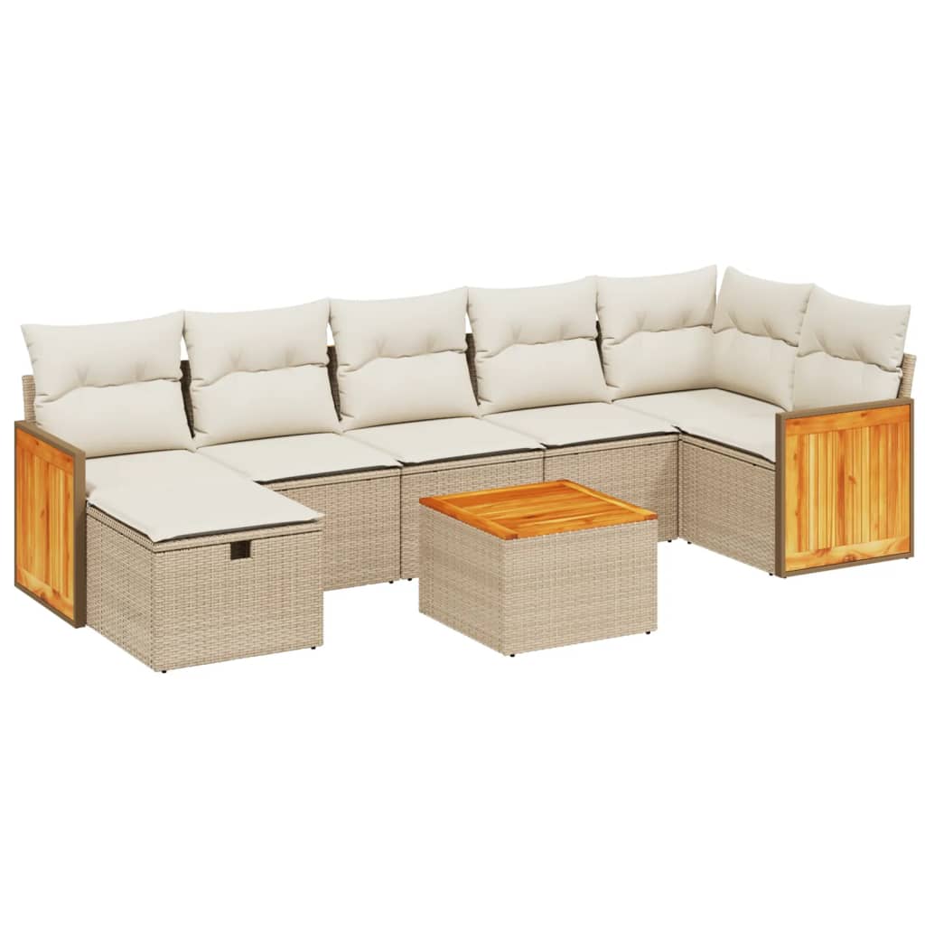 sofasæt til haven 8 dele med hynder polyrattan beige