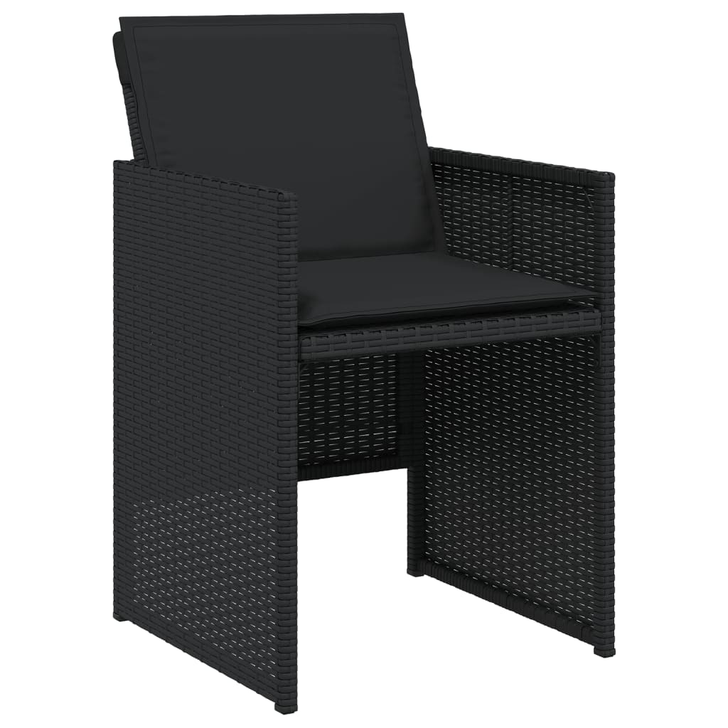 havestole med hynder 4 stk. polyrattan sort