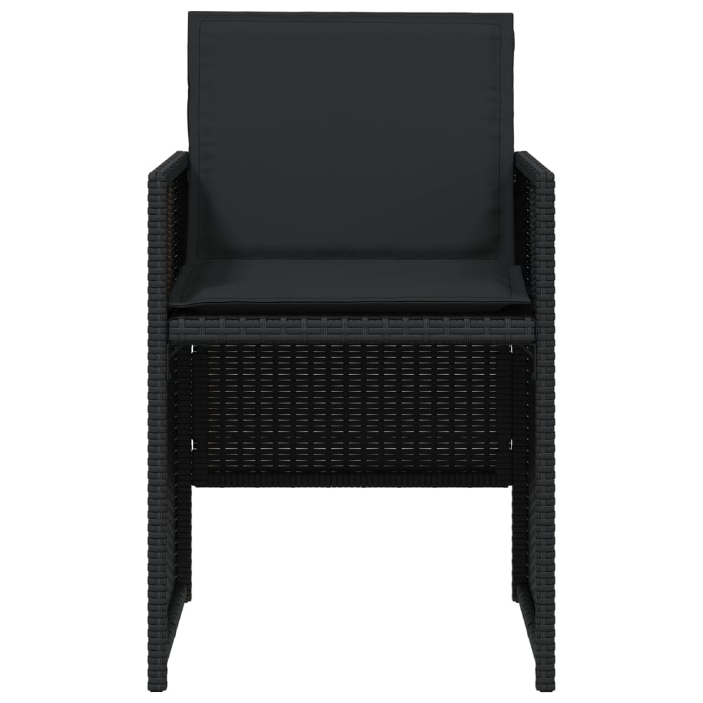 havestole med hynder 4 stk. polyrattan sort