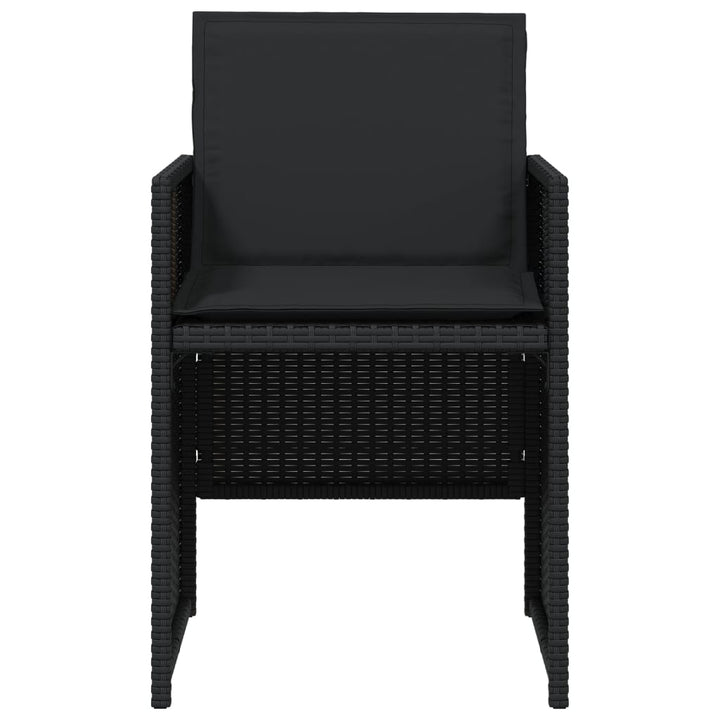havestole med hynder 4 stk. polyrattan sort