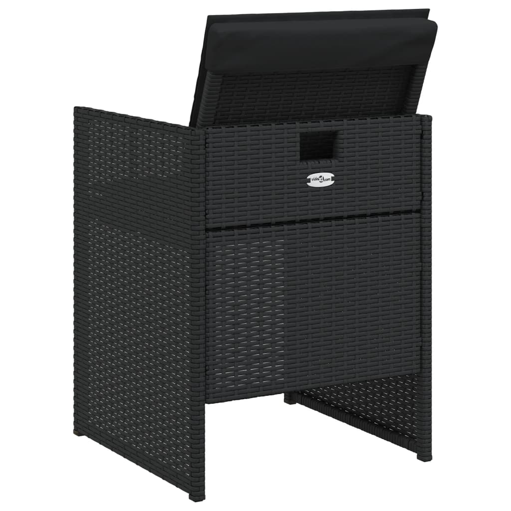 havestole med hynder 4 stk. polyrattan sort