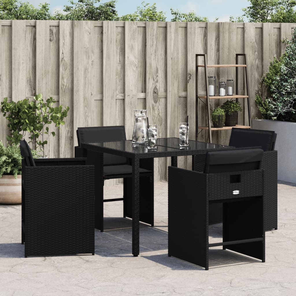 havestole med hynder 4 stk. polyrattan sort