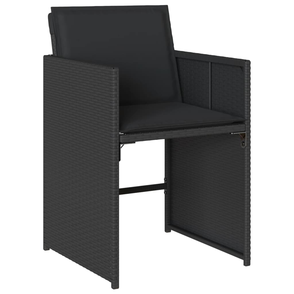 havestole med hynder 4 stk. polyrattan sort