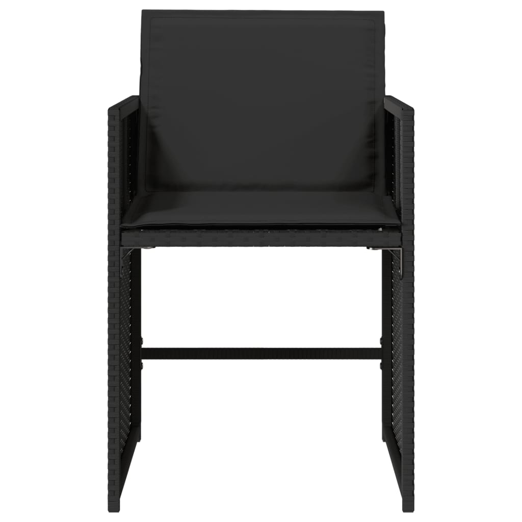 havestole med hynder 4 stk. polyrattan sort