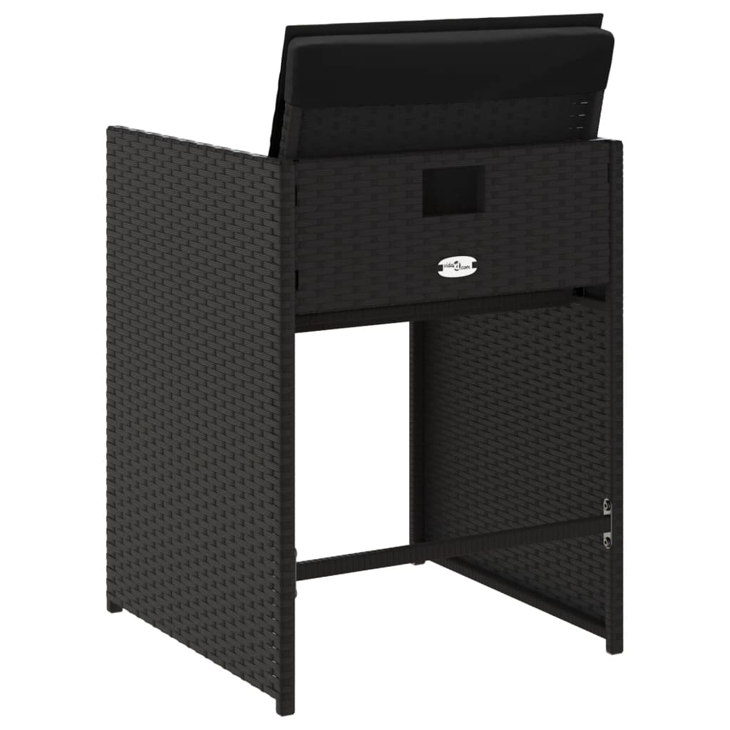 havestole med hynder 4 stk. polyrattan sort