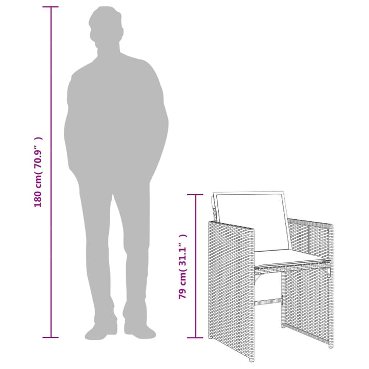 havestole med hynder 4 stk. polyrattan sort