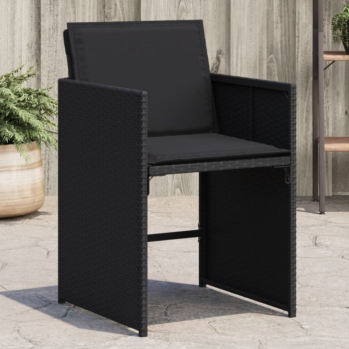 havestole med hynder 4 stk. polyrattan sort
