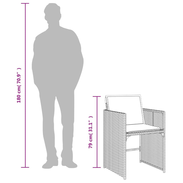 havestole 4 stk. med hynder polyrattan brun