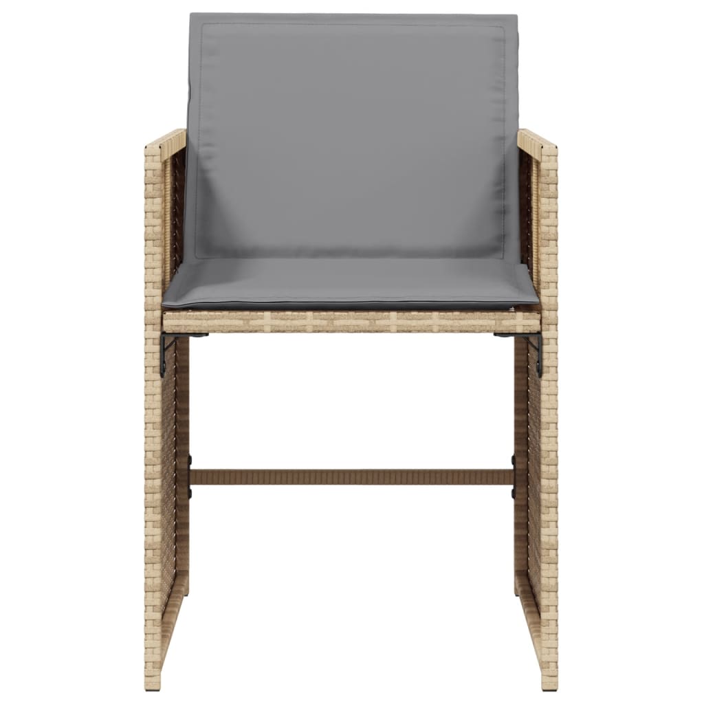 havestole 4 stk. med hynder polyrattan blandet beige