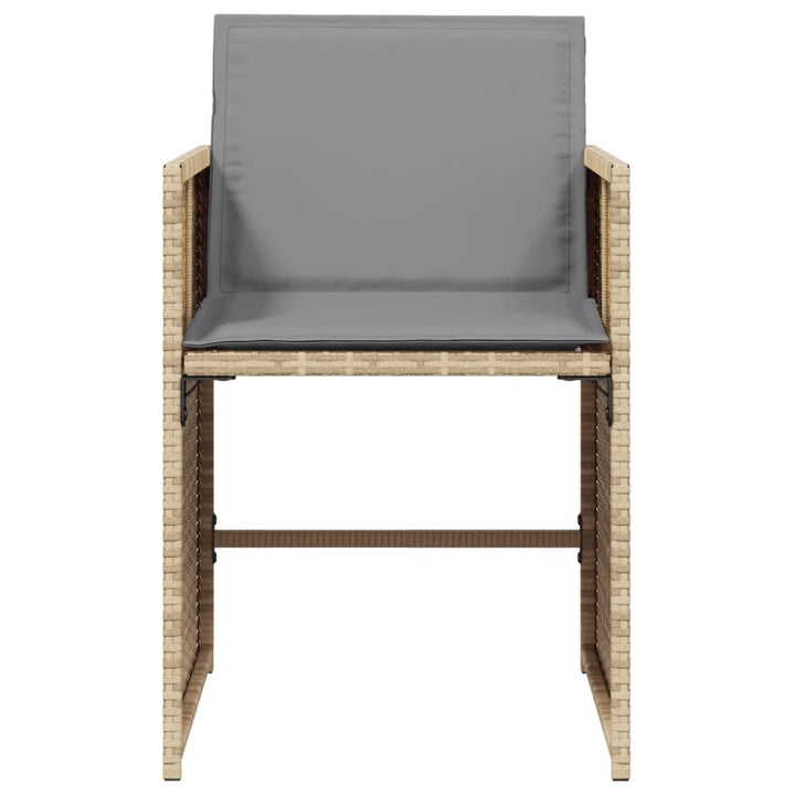 havestole 4 stk. med hynder polyrattan blandet beige