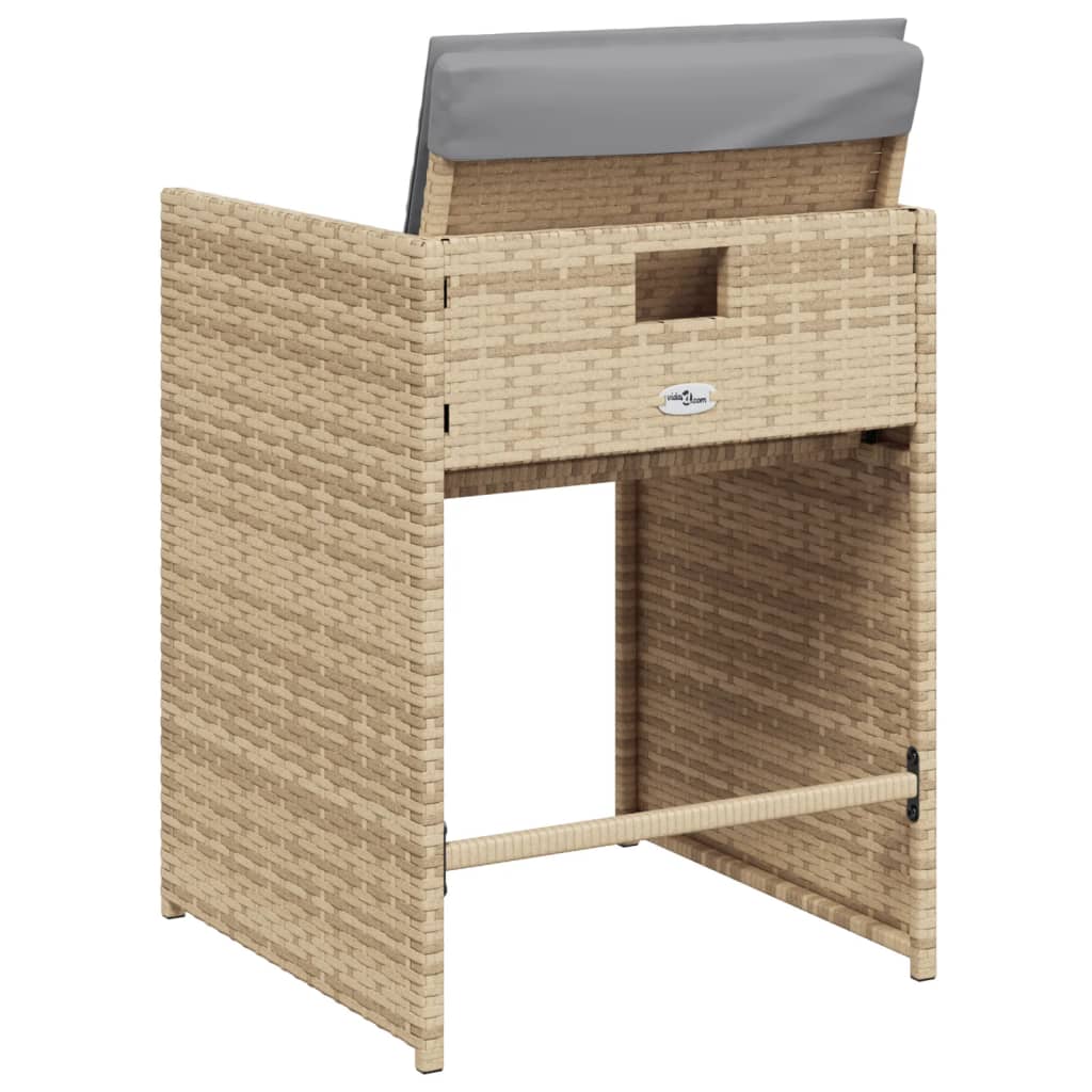 havestole 4 stk. med hynder polyrattan blandet beige