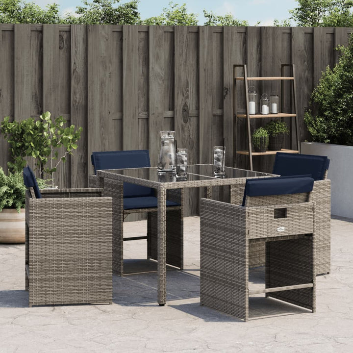 havestole med hynder 4 stk. polyrattan grå