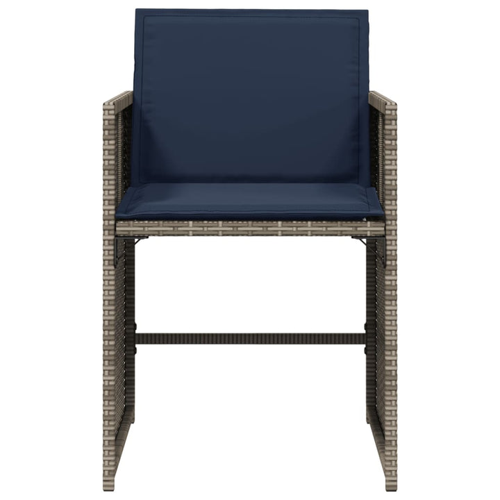 havestole med hynder 4 stk. polyrattan grå