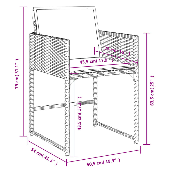 havestole med hynder 4 stk. polyrattan sort