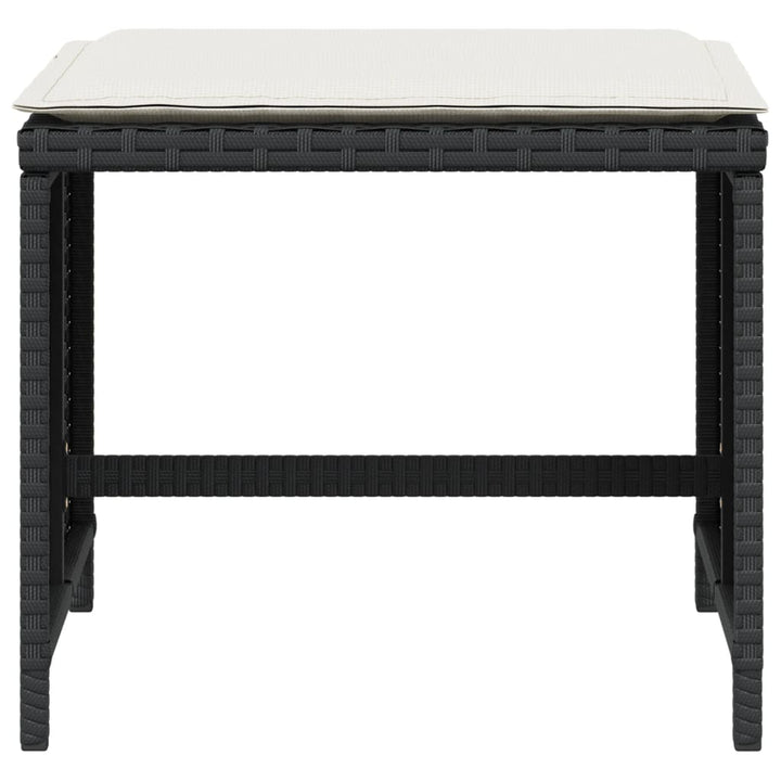 haveskammel med hynder 4 stk. 40x40x35 cm polyrattan sort