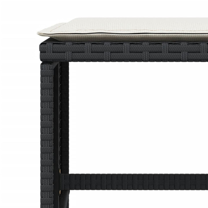 haveskammel med hynder 4 stk. 40x40x35 cm polyrattan sort