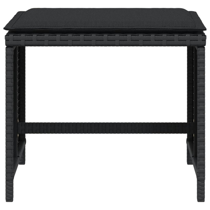 haveskammel med hynder 4 stk. 40x40x35 cm polyrattan sort