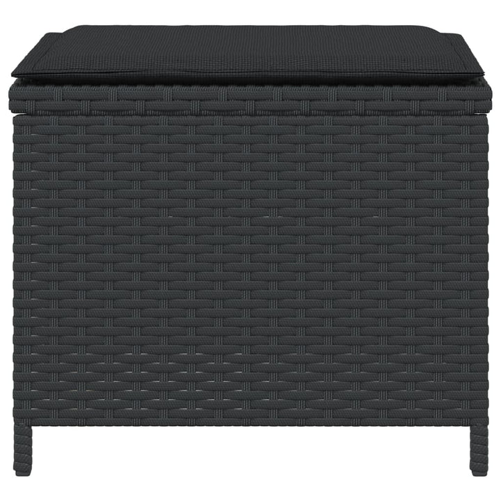 haveskammel med hynder 4 stk. 40x40x35 cm polyrattan sort
