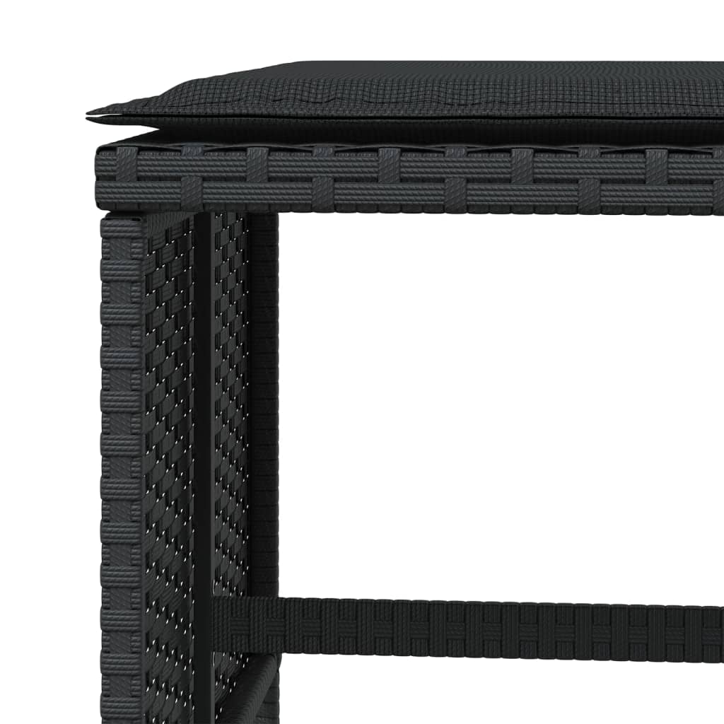 haveskammel med hynder 4 stk. 40x40x35 cm polyrattan sort