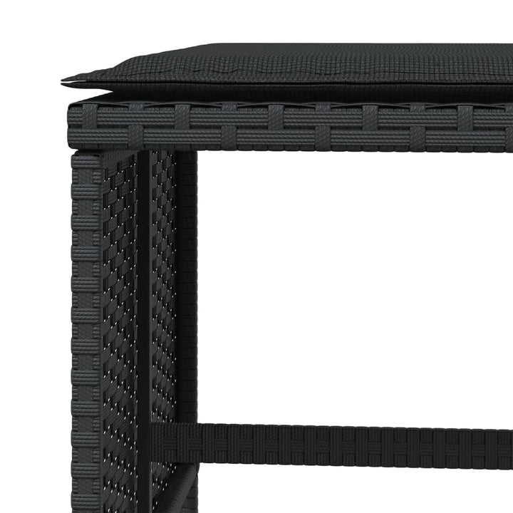 haveskammel med hynder 4 stk. 40x40x35 cm polyrattan sort
