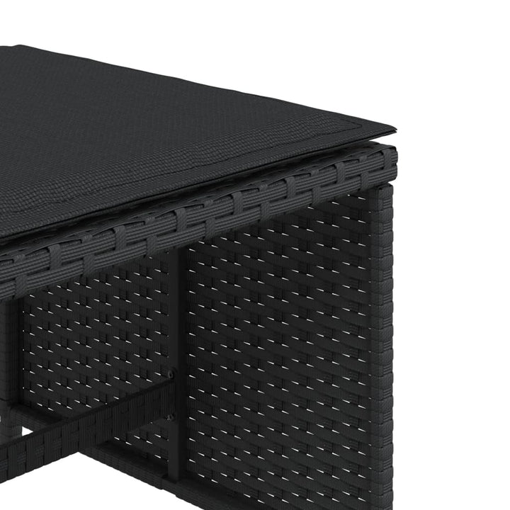 haveskammel med hynder 4 stk. 40x40x35 cm polyrattan sort