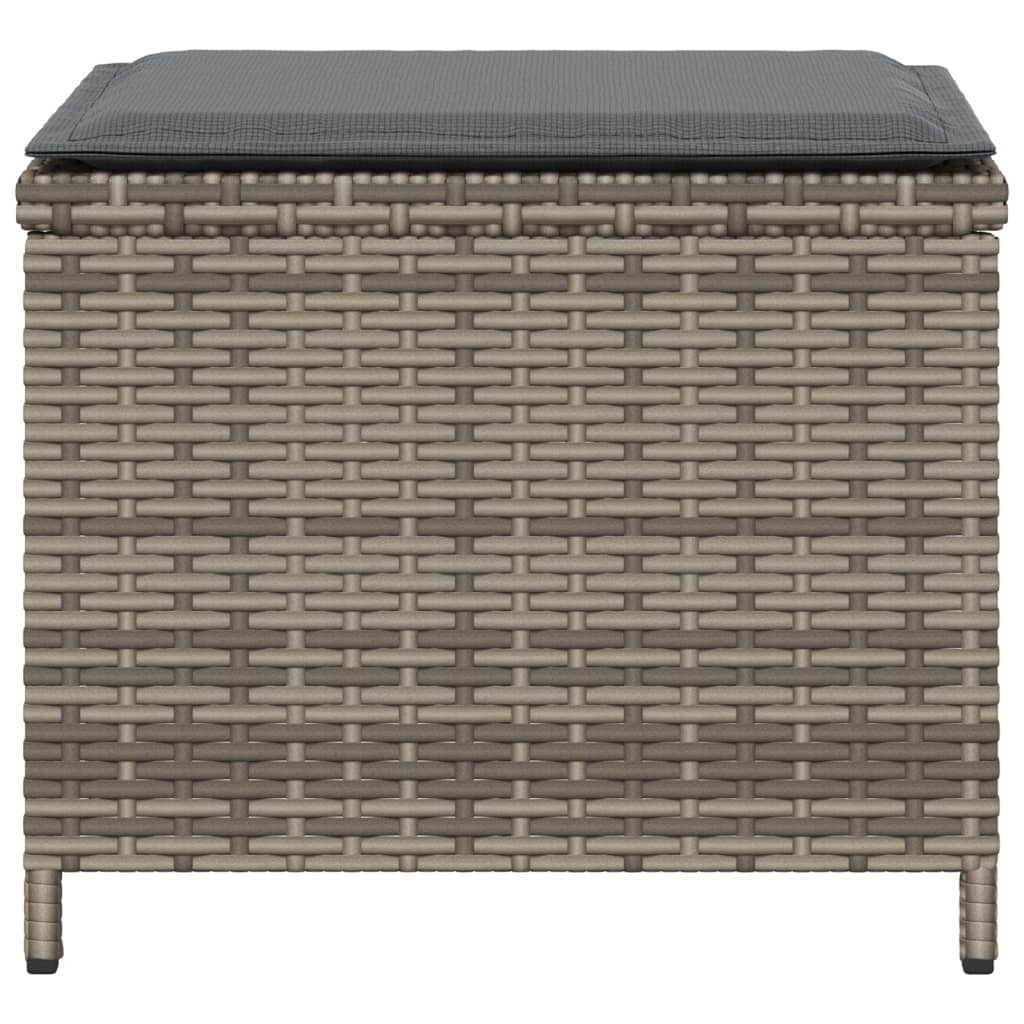 haveskamler 4 stk. med hynder 40x40x35 cm polyrattan grå