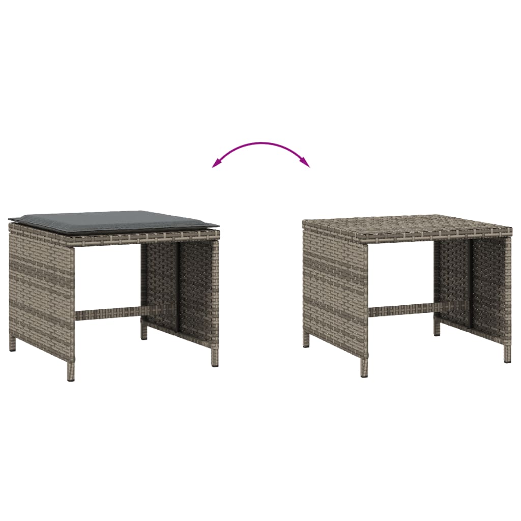 haveskamler 4 stk. med hynder 40x40x35 cm polyrattan grå