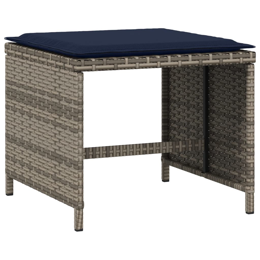 haveskamler 4 stk. med hynder 40x40x35 cm polyrattan grå