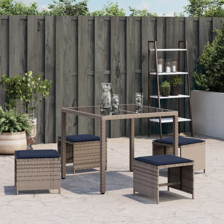 haveskamler 4 stk. med hynder 40x40x35 cm polyrattan grå