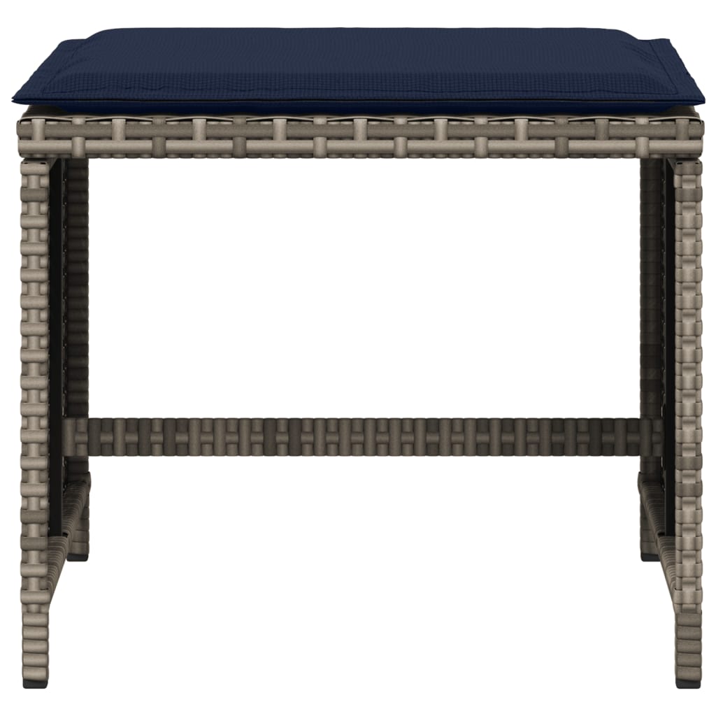 haveskamler 4 stk. med hynder 40x40x35 cm polyrattan grå
