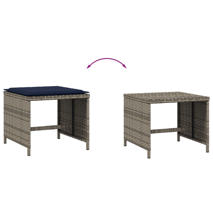 haveskamler 4 stk. med hynder 40x40x35 cm polyrattan grå