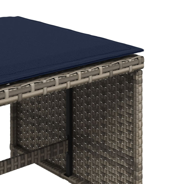 haveskamler 4 stk. med hynder 40x40x35 cm polyrattan grå