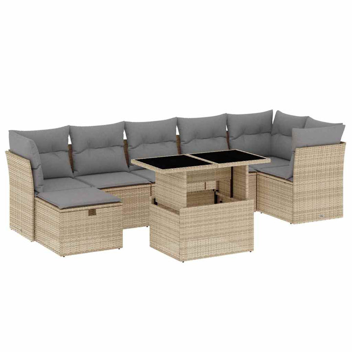 sofasæt til haven 8 dele med hynder polyrattan beige
