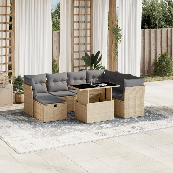 sofasæt til haven 8 dele med hynder polyrattan beige