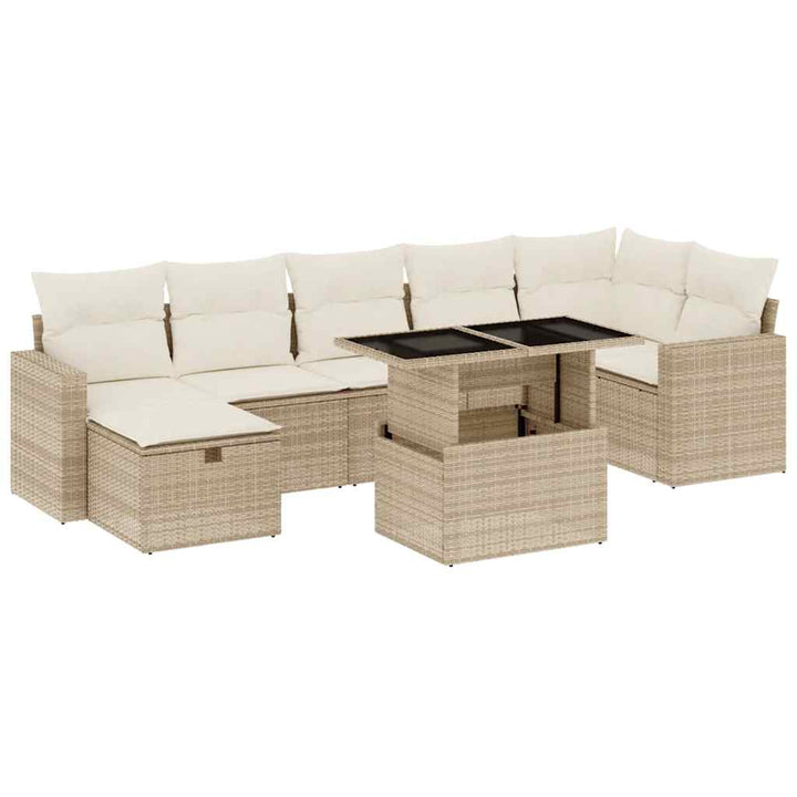 sofasæt til haven 8 dele med hynder polyrattan beige