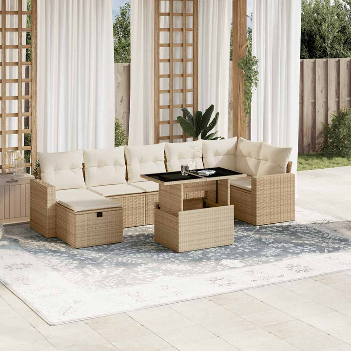 sofasæt til haven 8 dele med hynder polyrattan beige