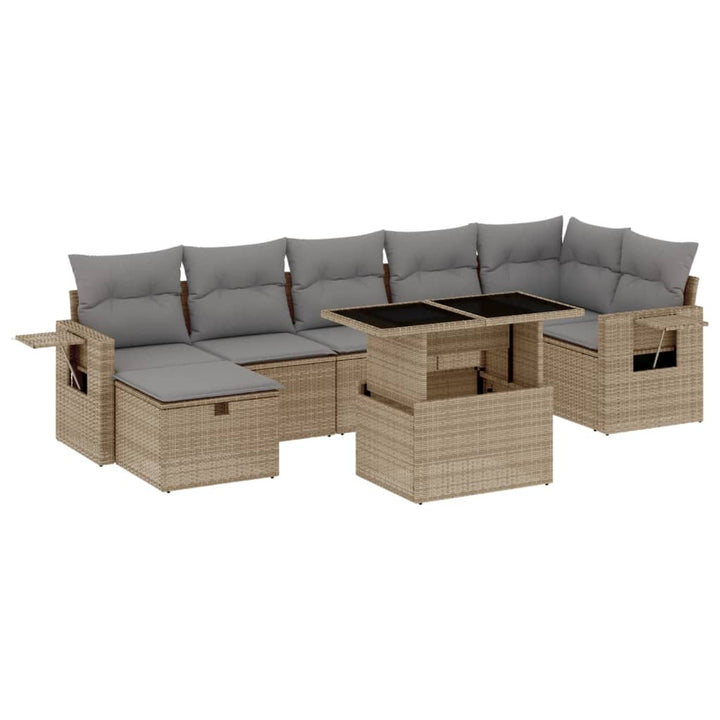 sofasæt til haven 8 dele med hynder polyrattan beige